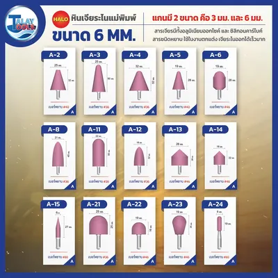 หินเจียระไนเเกน 6 มม. HALO รุ่น W,A,L,AJ 10 หินเจียระไนเเกน 6 มม. HALO รุ่น W,A,L,AJ - Image 5