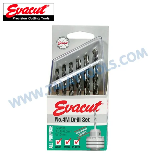 ดอกสว่าน EVACUT NO.4M ชุด มม. 12 ตัว/ชุด ขนาด 1.0 - 6.50 X 0.50 มม. - Image 2