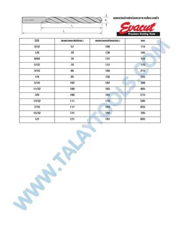 ดอกสว่านเจาะเหล็กก้านยาว EVACUT ขนาด 3/2 นิ้ว - 1/2 นิ้ว - Image 4