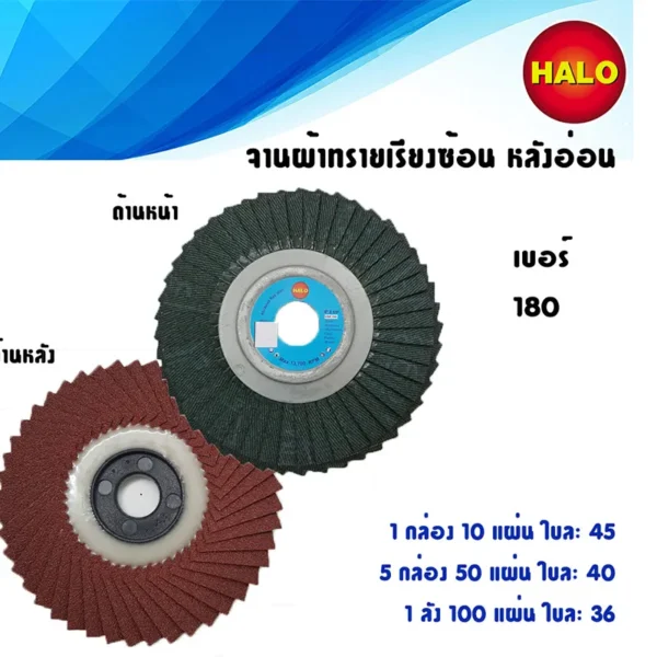 จานผ้าทรายเรียงซ้อน หลังอ่อน HALO เบอร์ 180 1 กล่องบรรจุ 10 แผ่น - Image 2
