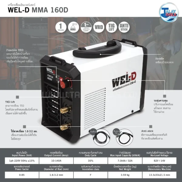 เครื่องเชื่อมไฟฟ้าอินเวอร์เตอร์ WEL-D MMA 160D - Image 2