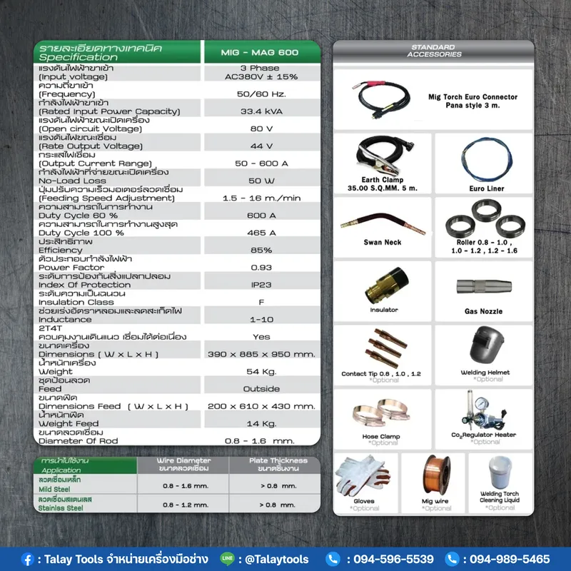 LONGWELL เครื่องเชื่อม มิกแมก MIG-MAG 600 ระบบอินเวอร์เตอร์ 7 รายละเอียดและสเปคสินค้า LONGWELL เครื่องเชื่อมมิกแมก MIG-MAG 600 ระบบอินเวอร์เตอร์