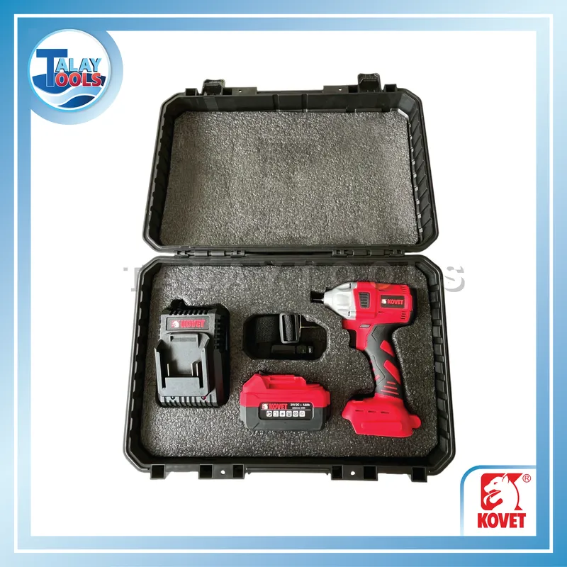 KOVET บล็อกไฟฟ้าไร้สาย 1/2"(12.7มม) พร้อมแบต รุ่น KD6402 (21V) 8 กล่องใส่ KOVET บล็อกไฟฟ้าไร้สาย ขนาดแกน 1/2 นิ้ว (12.7 มม.) พร้อมแบตเตอรี่ลิเธียมไอออน รุ่น KD6402 (21V)