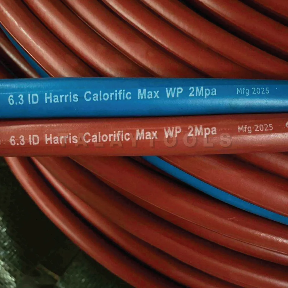 สายลมคู่ยาง น้ำเงิน-แดง HARRIS ขนาด 1/4"x1/4"x100 เมตร 8 สายลมคู่ยาง HARRIS ขนาด 1/4 นิ้ว สำหรับงานเชื่อมแก๊ส (Oxy-Fuel Welding/Cutting)