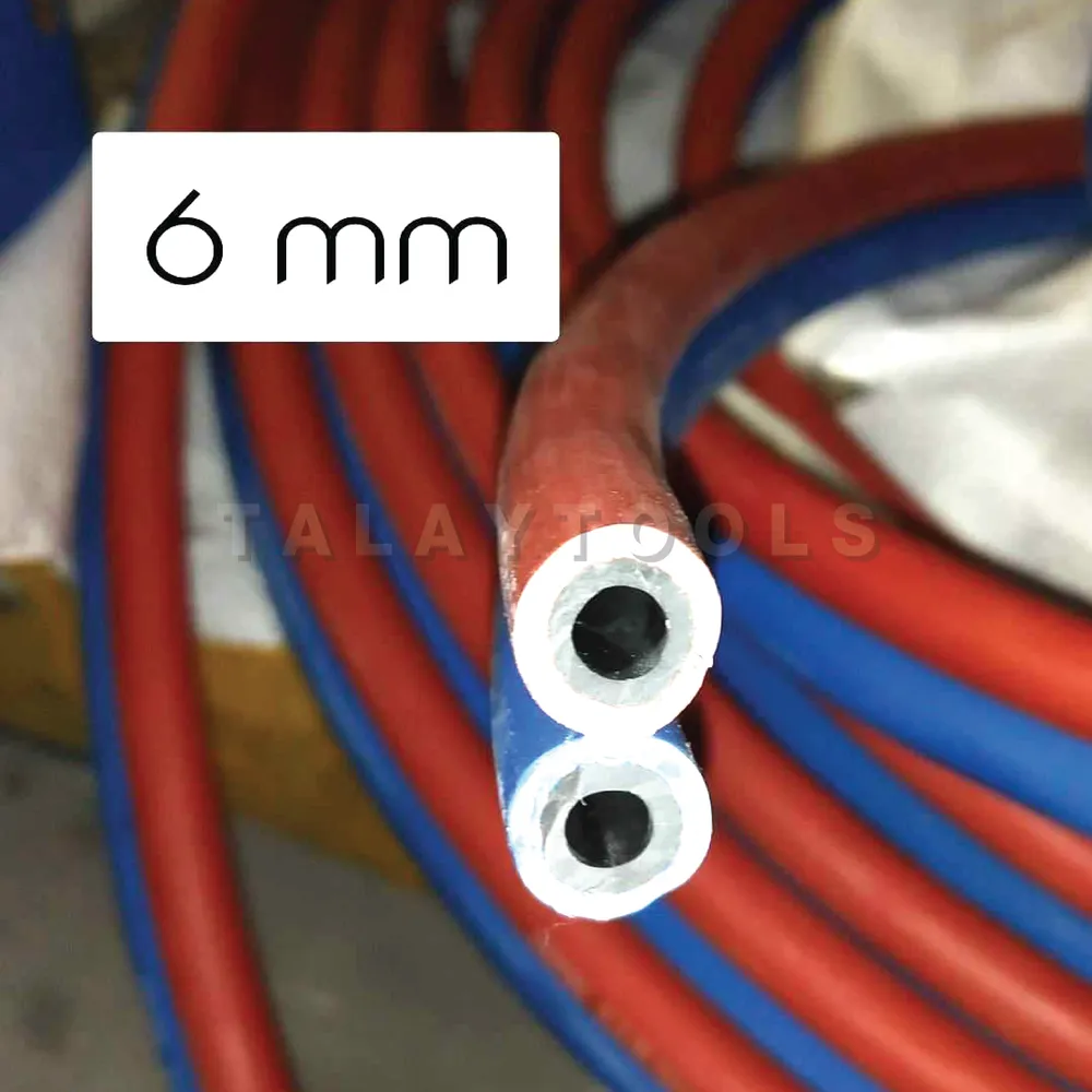 สายลมคู่ยาง น้ำเงิน-แดง HARRIS ขนาด 1/4"x1/4"x100 เมตร 7 สายลมคู่ยาง HARRIS ขนาด 1/4 นิ้ว สำหรับงานเชื่อมแก๊ส (Oxy-Fuel Welding/Cutting)