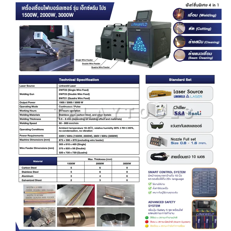 เครื่องเชื่อมไฟเบอร์เลเซอร์ LINKWELD X'TREME - PRO 1500W 8 เครื่องเชื่อมไฟเบอร์เลเซอร์ LINKWELD X'TREME - PRO 1500W